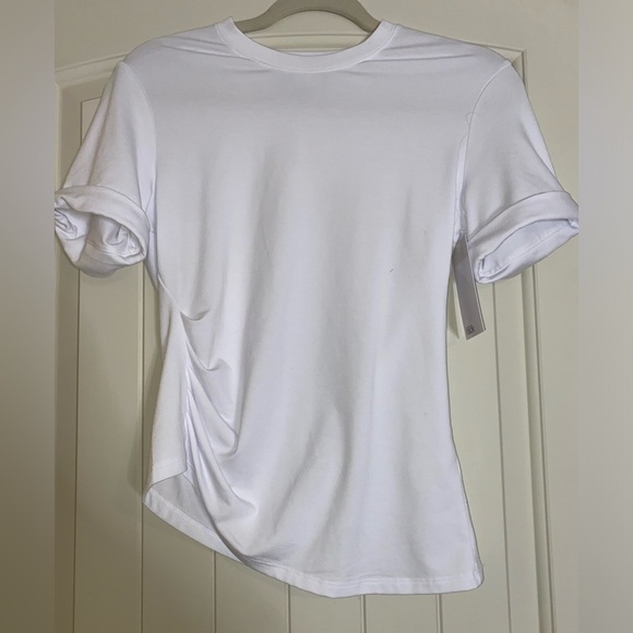 Nordstrom White Top Asymmetrical | Fitted cuffed sleeves ZS - Picture 2 of 4
